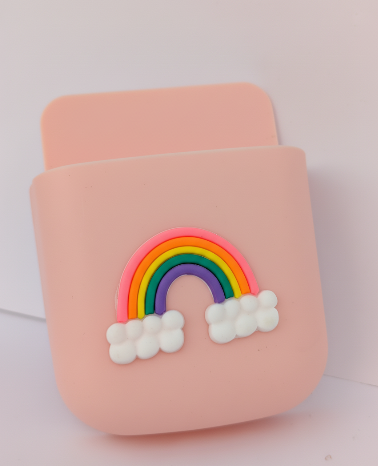 Pink Rainbow Plastic Wall Mount Phone Holder | Save Space & Secure Charging at the Outlet