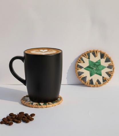 Artisanal Rattan & Ceramic Heat Pad  | Handwoven Anti-Scald Protection for Tabletops