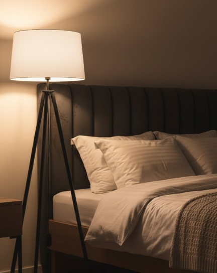 Flaxen Linen Tripod Floor Lamp | Solving Harsh Lighting with 30,000-Hour Dimmable Warmth.