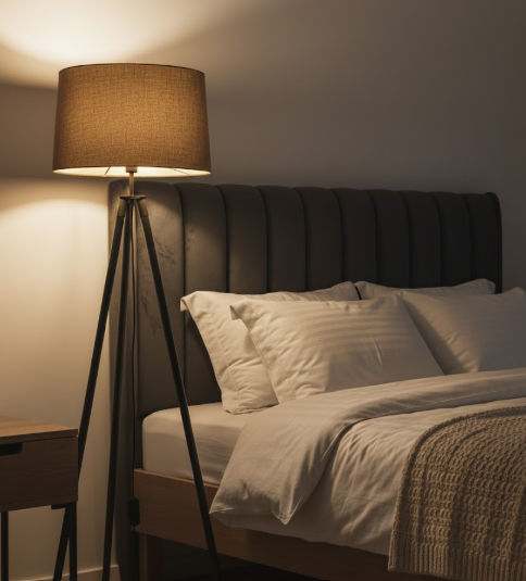 Rich Brown Tripod Floor Lamp | Solving Room Flatness with 30,000-Hour Dimmable Depth.