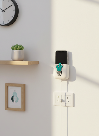 Beautifully styled wall-mounted phone holder with props