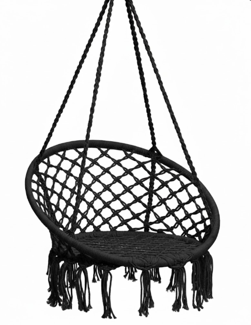 High-Capacity Black Macrame Swing |  Solving The Blandness of Standard Decor
