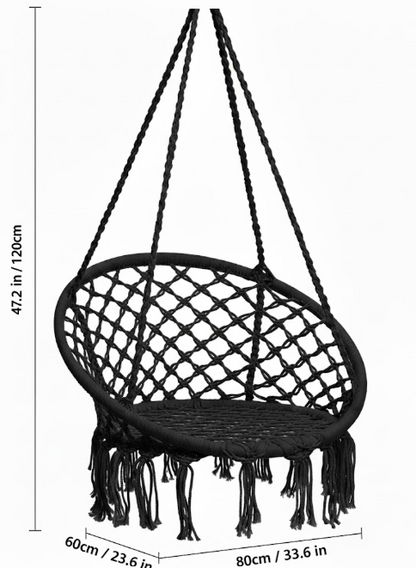 High-Capacity Black Macrame Swing |  Solving The Blandness of Standard Decor