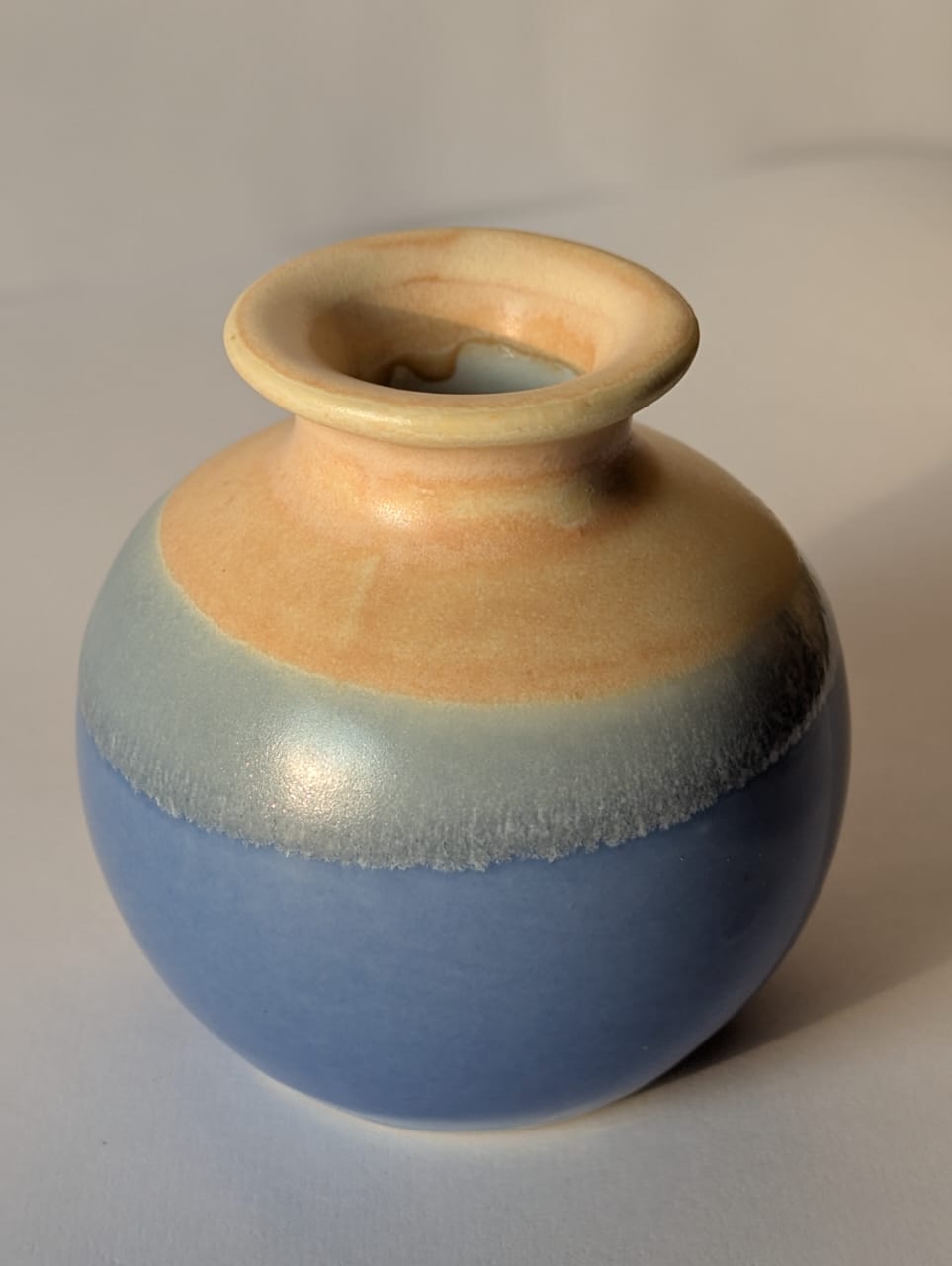 Two-Tone Blue Glazed Mini Ceramic Vase | Effortlessly Style Cluttered Desks and Shelves