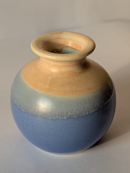 Two-Tone Blue Glazed Mini Ceramic Vase | Effortlessly Style Cluttered Desks and Shelves