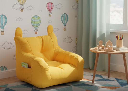 Small Yellow Kids' Sofa | Providing Safe, Soft Comfort for Play and Rest.