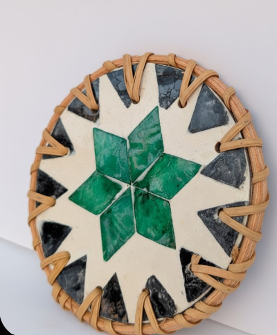 Artisanal Rattan & Ceramic Heat Pad  | Handwoven Anti-Scald Protection for Tabletops