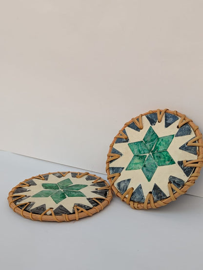 Artisanal Rattan & Ceramic Heat Pad  | Handwoven Anti-Scald Protection for Tabletops