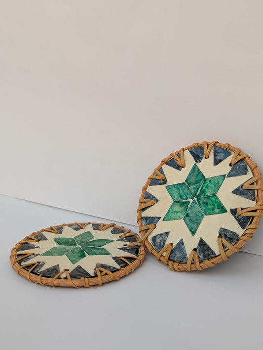 Artisanal Rattan & Ceramic Heat Pad  | Handwoven Anti-Scald Protection for Tabletops